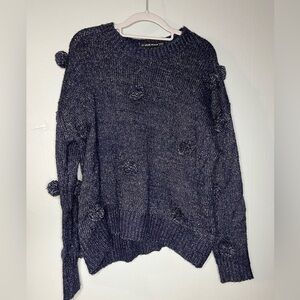 Haute Rouge oversized navy blue Pom Pom pull-over sweater